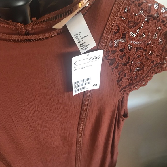 NWT H&M Brown Lace Top - Picture 4 of 4